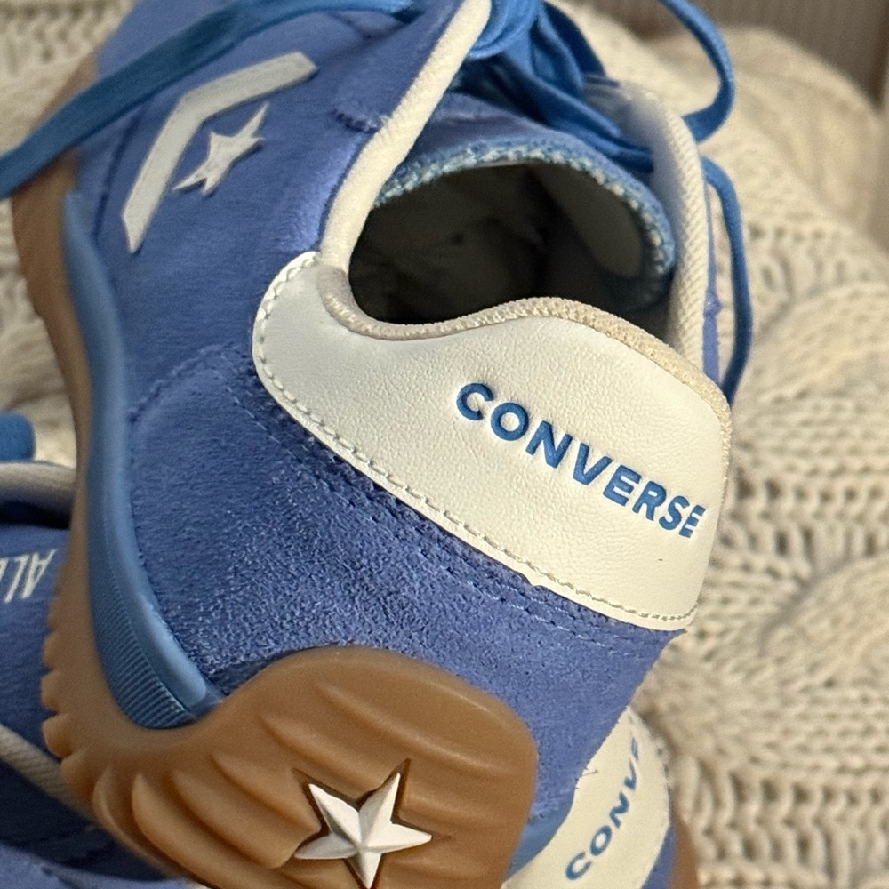 Converse All Star Super Low Blue Suede Sneakers with White Star - Picture 2 of 6